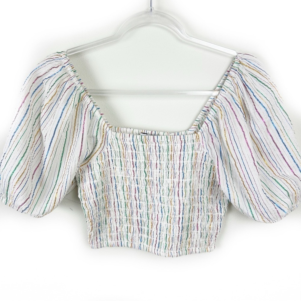 Paris Atelier & other stories smocked sleeve cropped blouse size: 6